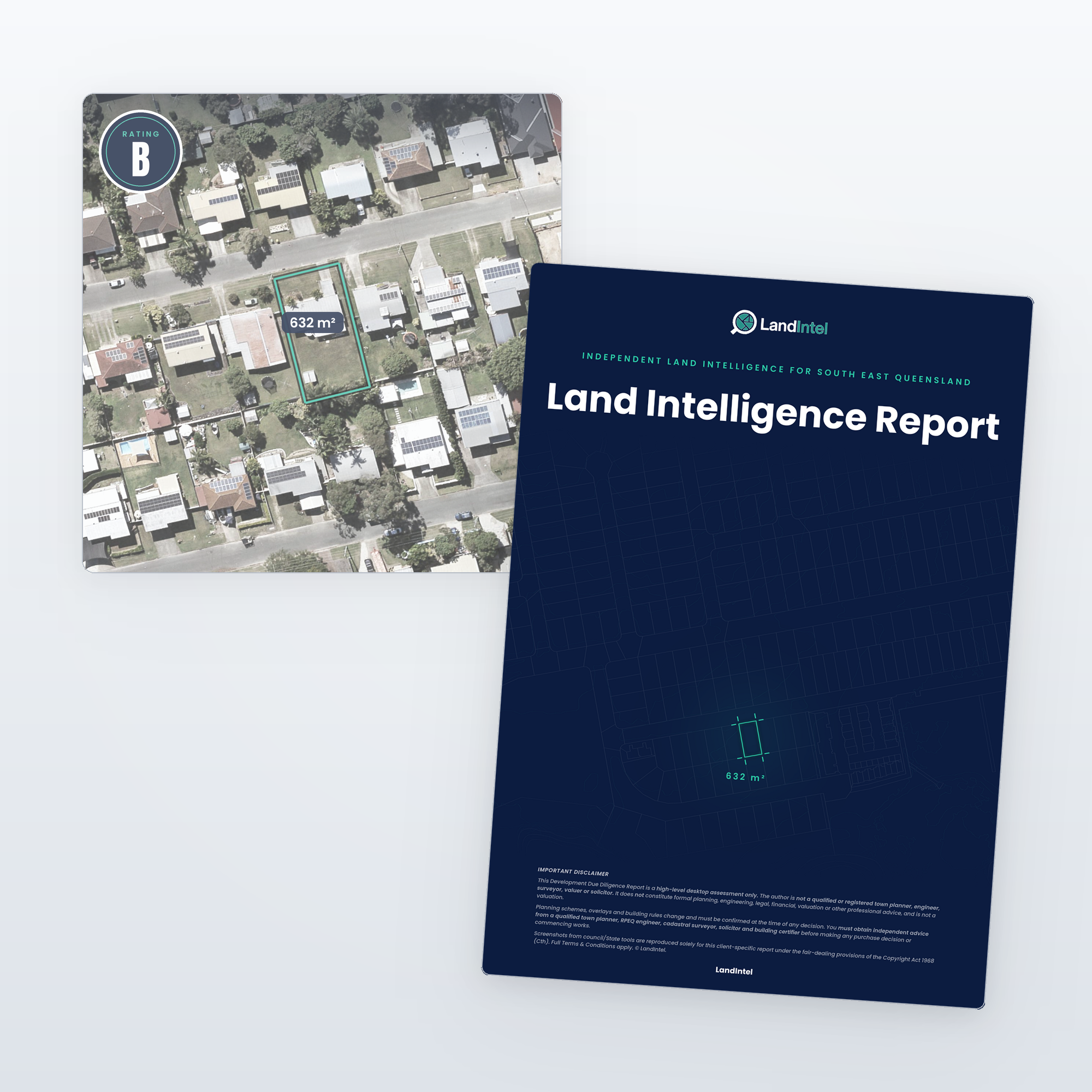 A real screened block with its Land Intelligence Report cover