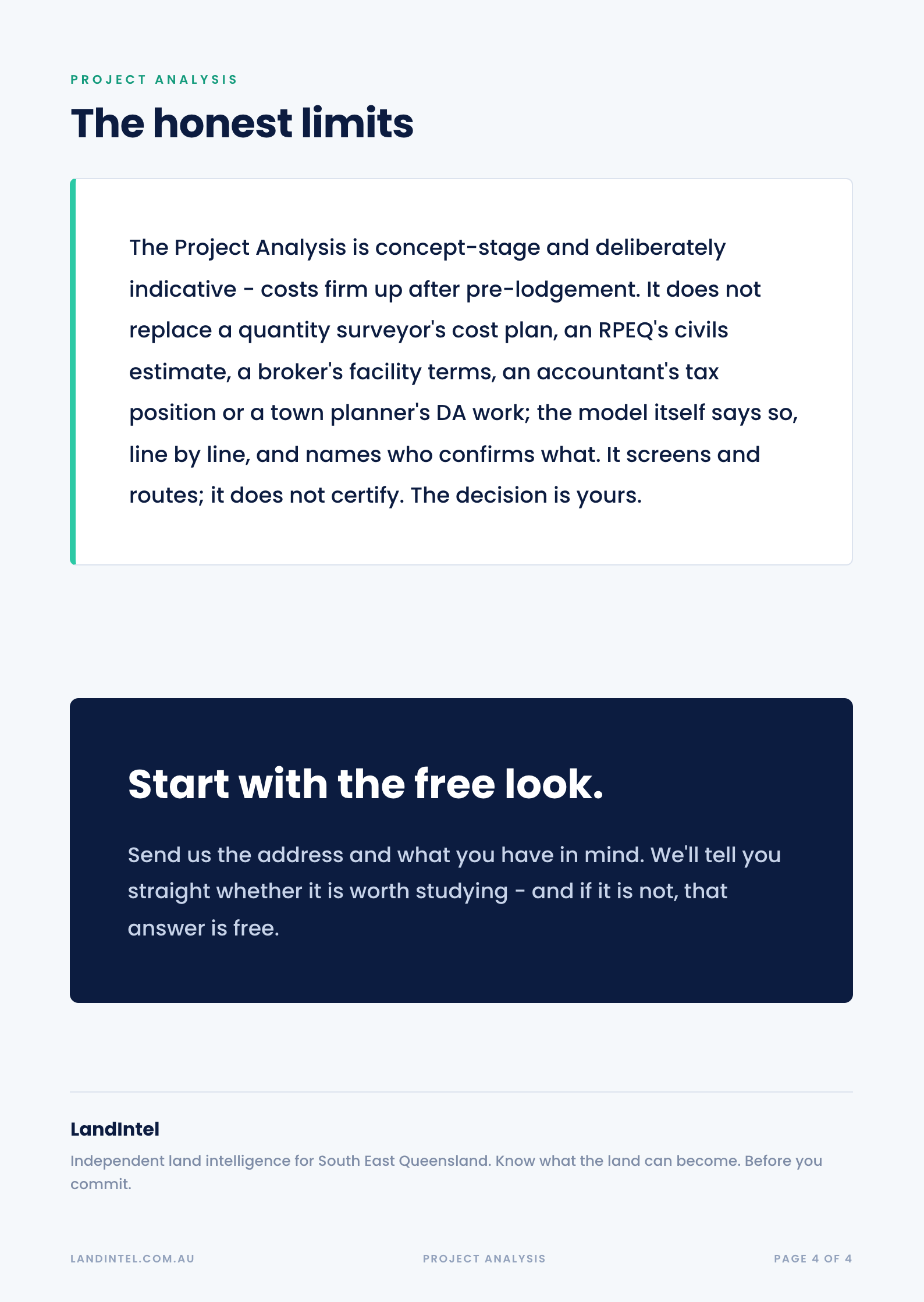 The honest limits of the Project Analysis, and how to start with the free look